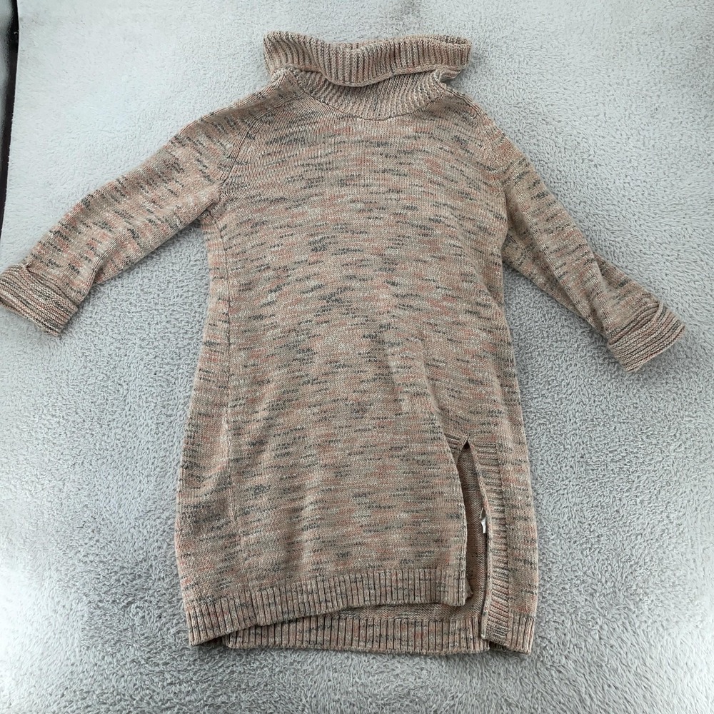 Pure Jill Cowl Neck Tunic Sweater Womens Medium Pink Beige Gray Marled Knit